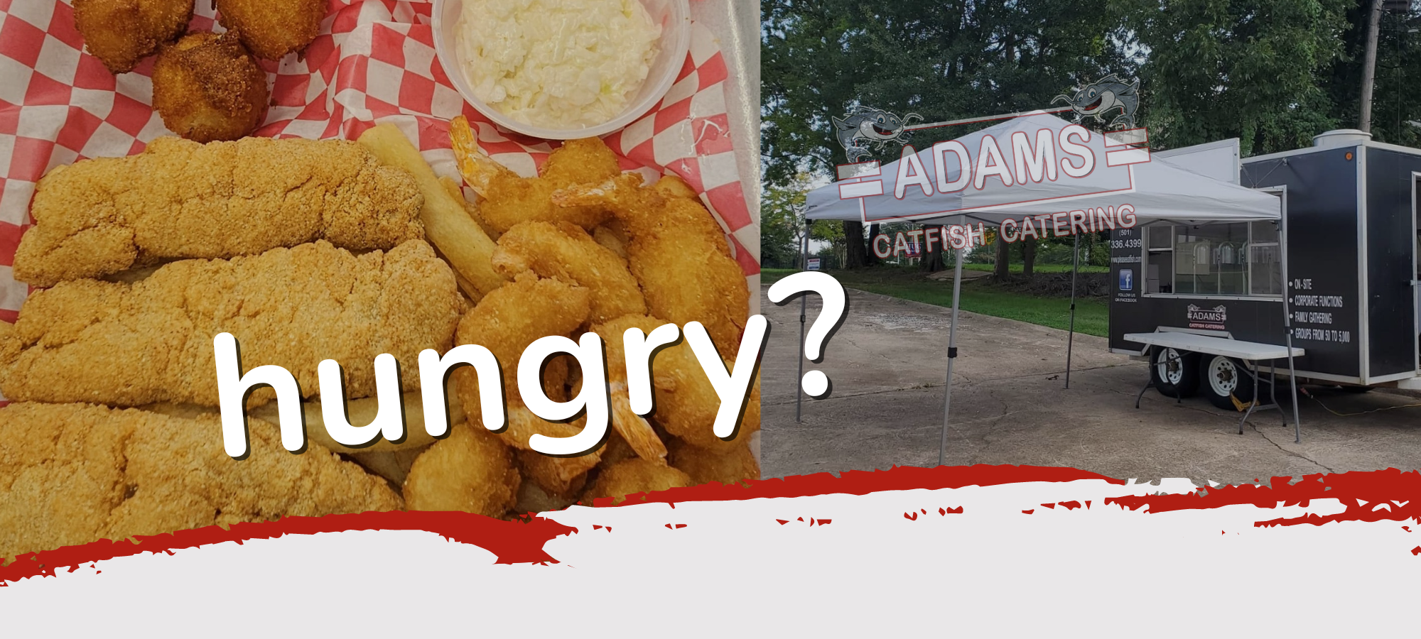 fried catfish and hush puppy plate and catering food truck